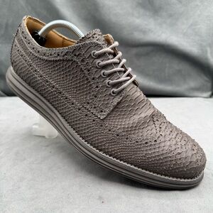 Cole Haan LunarGrand Long Wingtip Oxford Men’s 10.5 Gray Embossed Dress Shoes